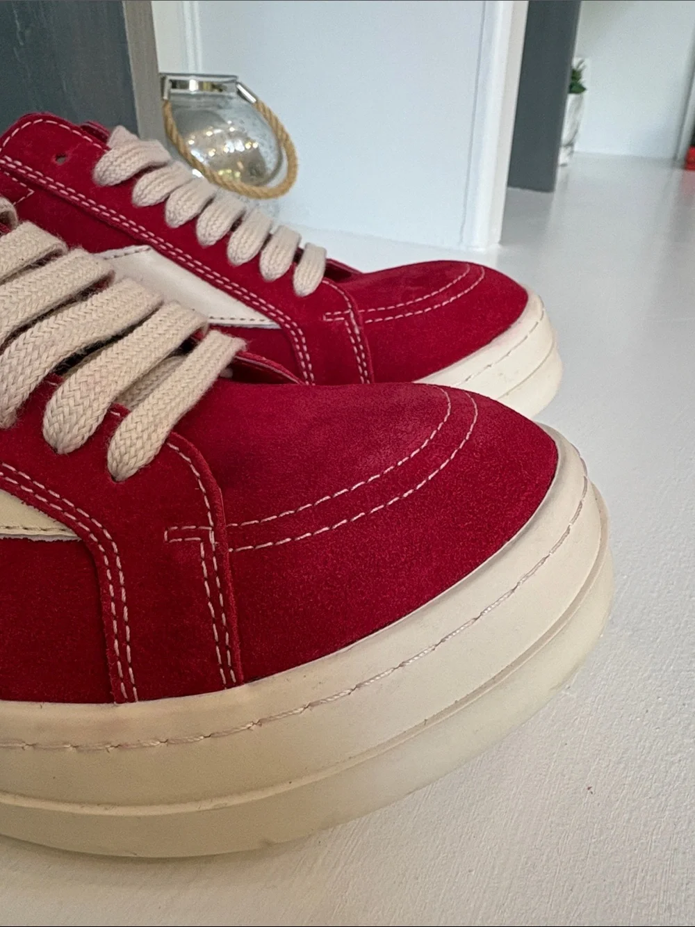 Rare Rick Owen’s Vintage Low Sneakers in Carnelian/Milk colorway
